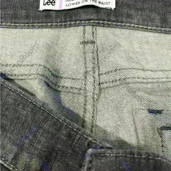 Women's Lee Sz 18s Slender Secret  Black Jeans Boot Cut Stretch Flap Pocket - Picture 3 of 4